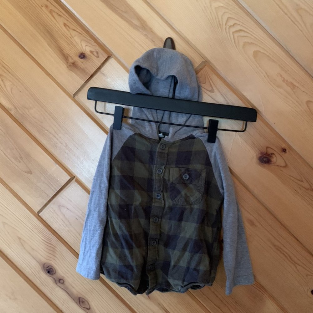 Peanut & Ollie Flannel Hooded Tee 3T